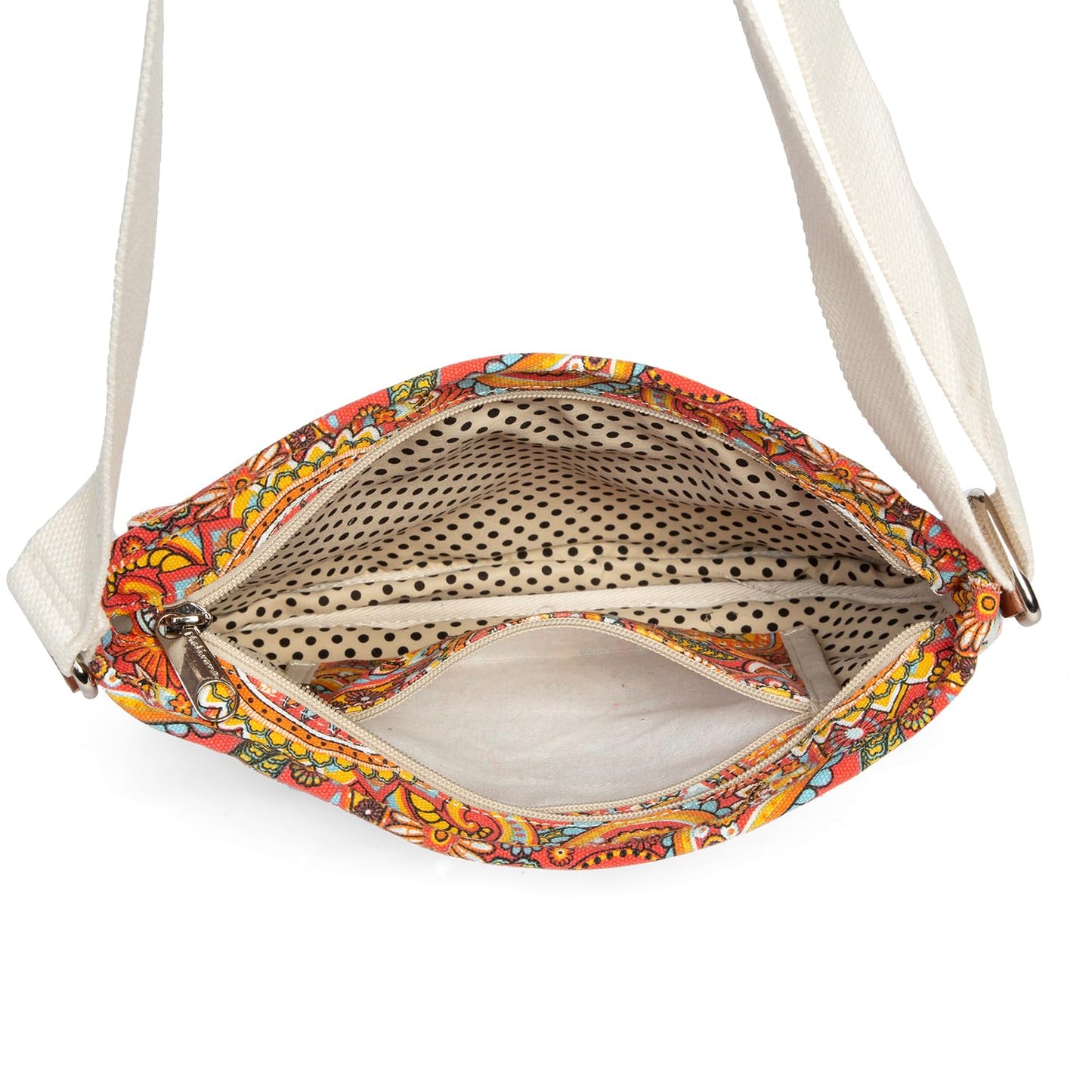 Floral Crossbody Canvas Messenger Handbag Multi Pocket Satchel Purse - Lily Bloom Store