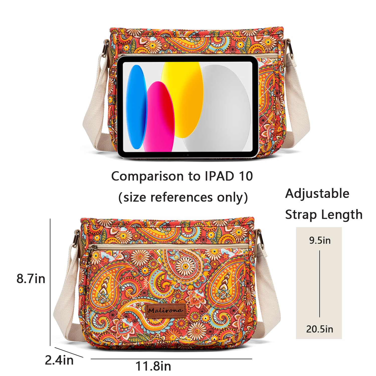 Floral Crossbody Canvas Messenger Handbag Multi Pocket Satchel Purse - Lily Bloom Store