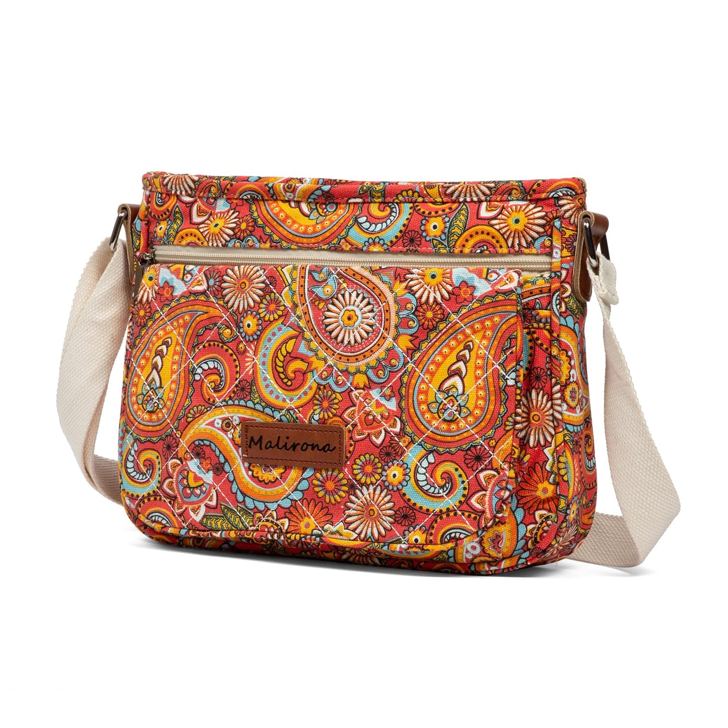 Floral Crossbody Canvas Messenger Handbag Multi Pocket Satchel Purse - Lily Bloom Store