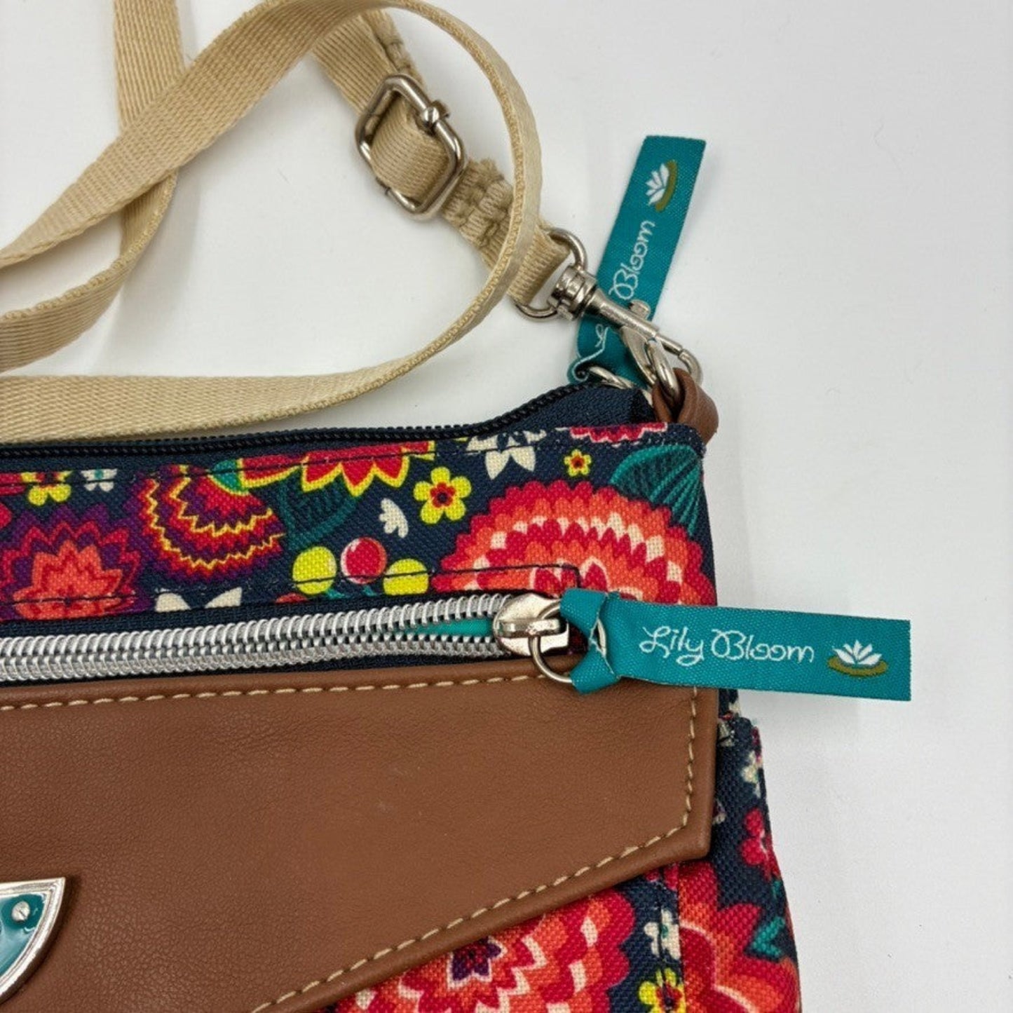 Floral Crossbody Trim Multicolor Wristlet Bag