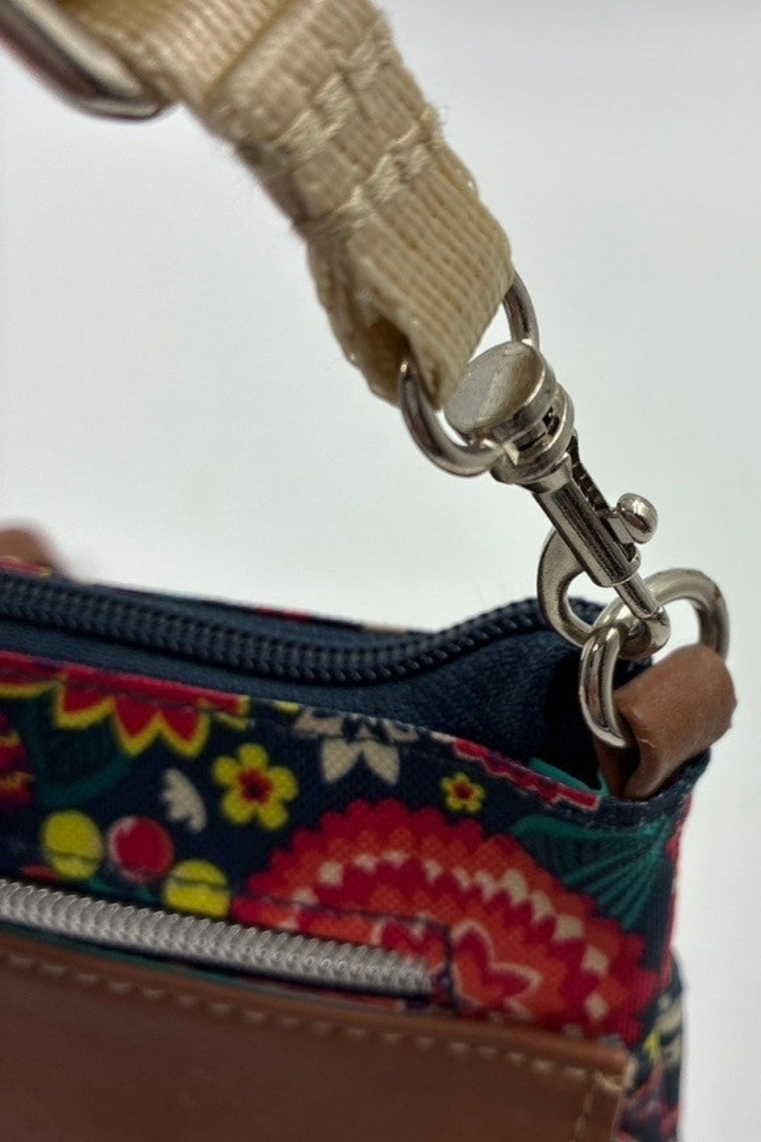 Floral Crossbody Trim Multicolor Wristlet Bag