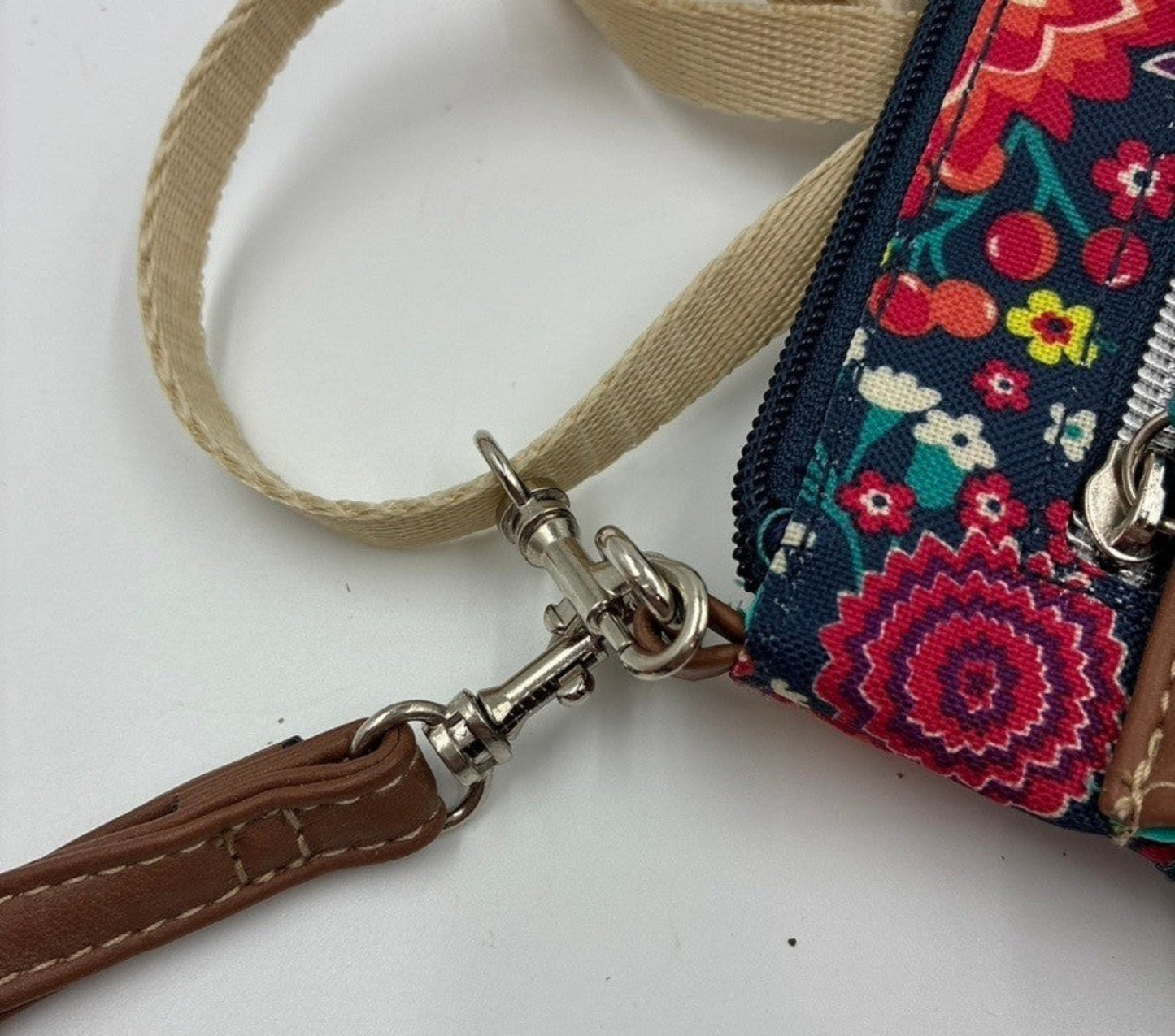Floral Crossbody Trim Multicolor Wristlet Bag