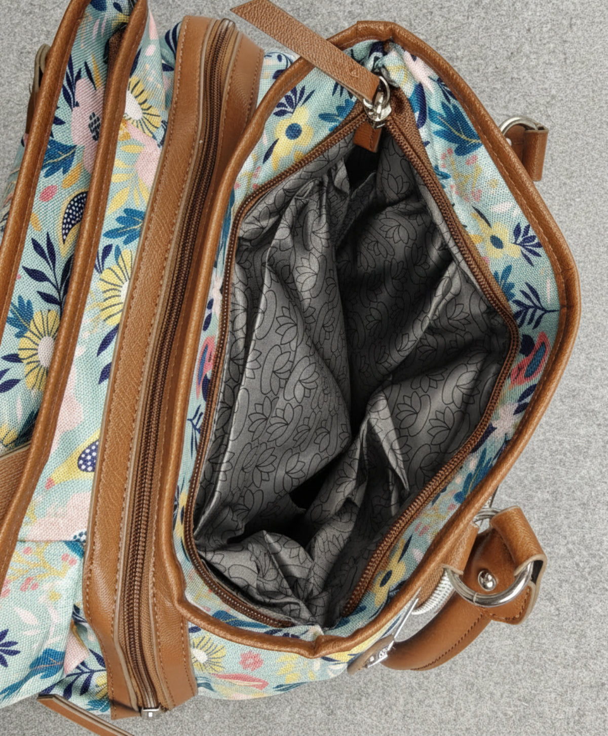 Floral Satchel Top-Handle Bag