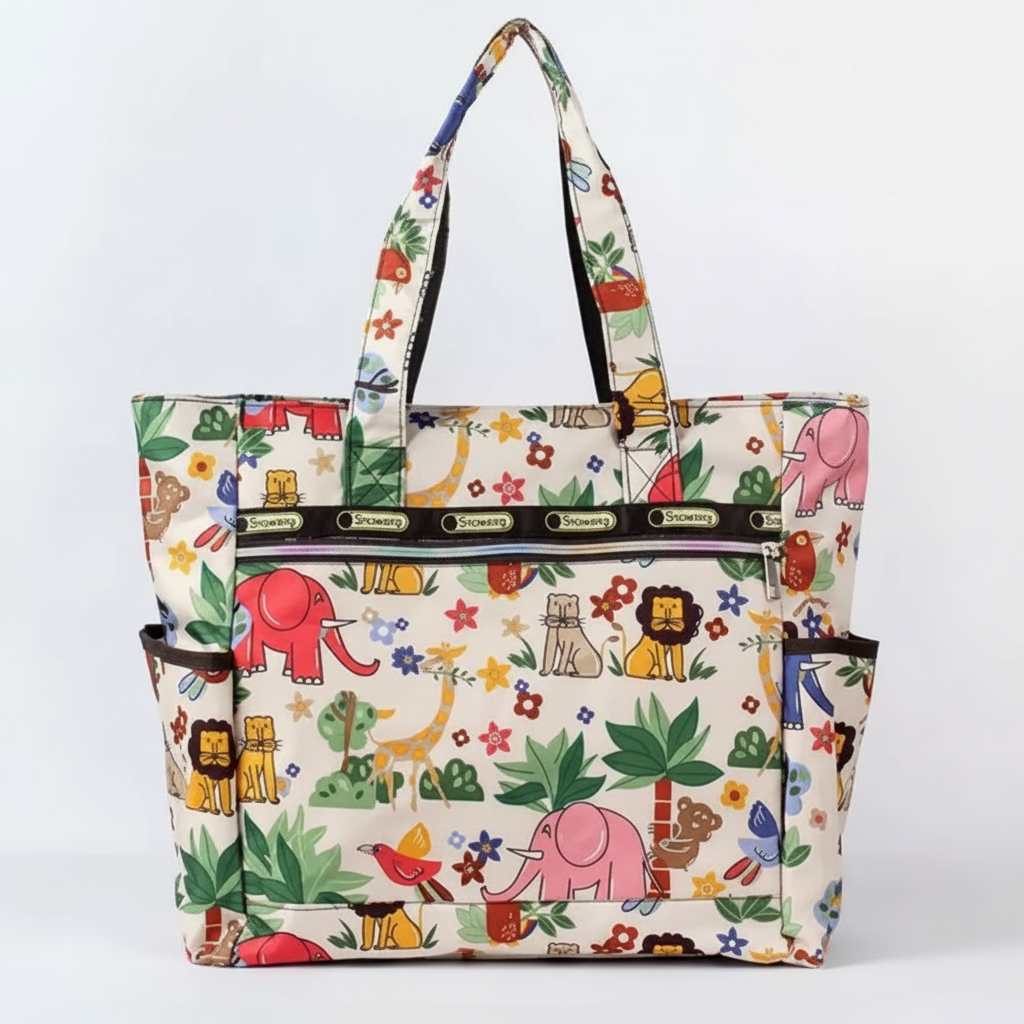Colorful tote bag with animal pattern