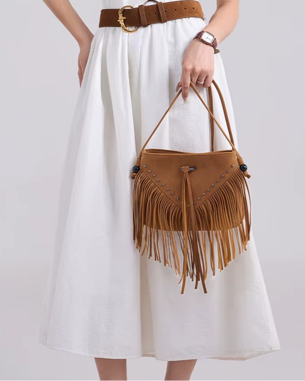 Fringe Studded - Crossbody Bag