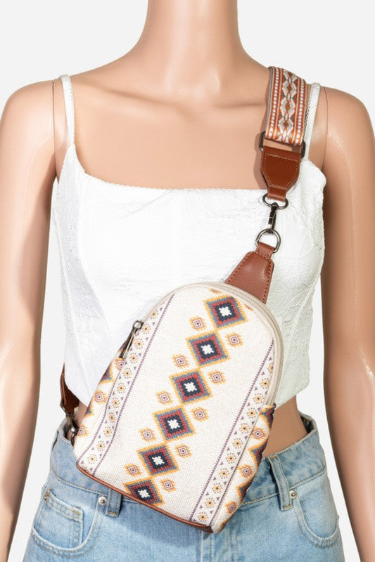 Geometric Wide Strap Crossbody Bag Lily Bloom