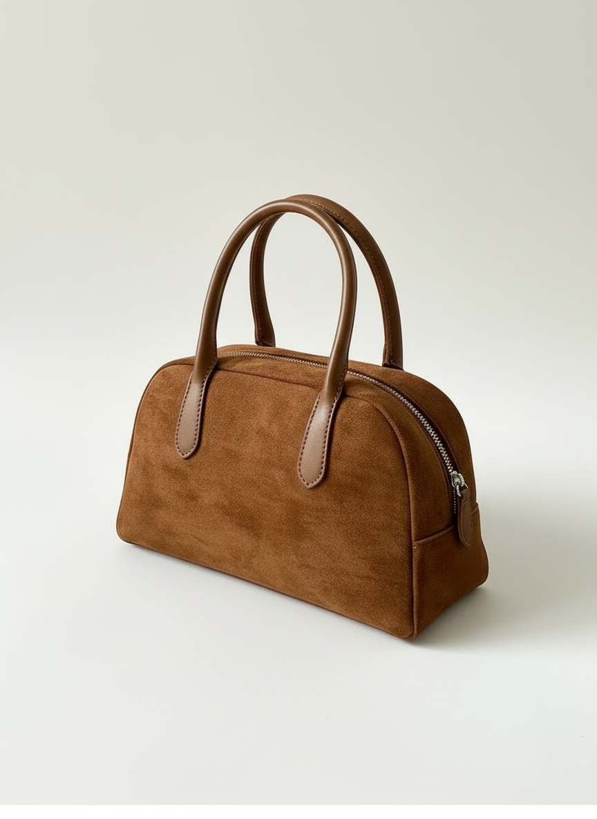 Vegan Leather Handle Boxy Handbag - Lily Bloom