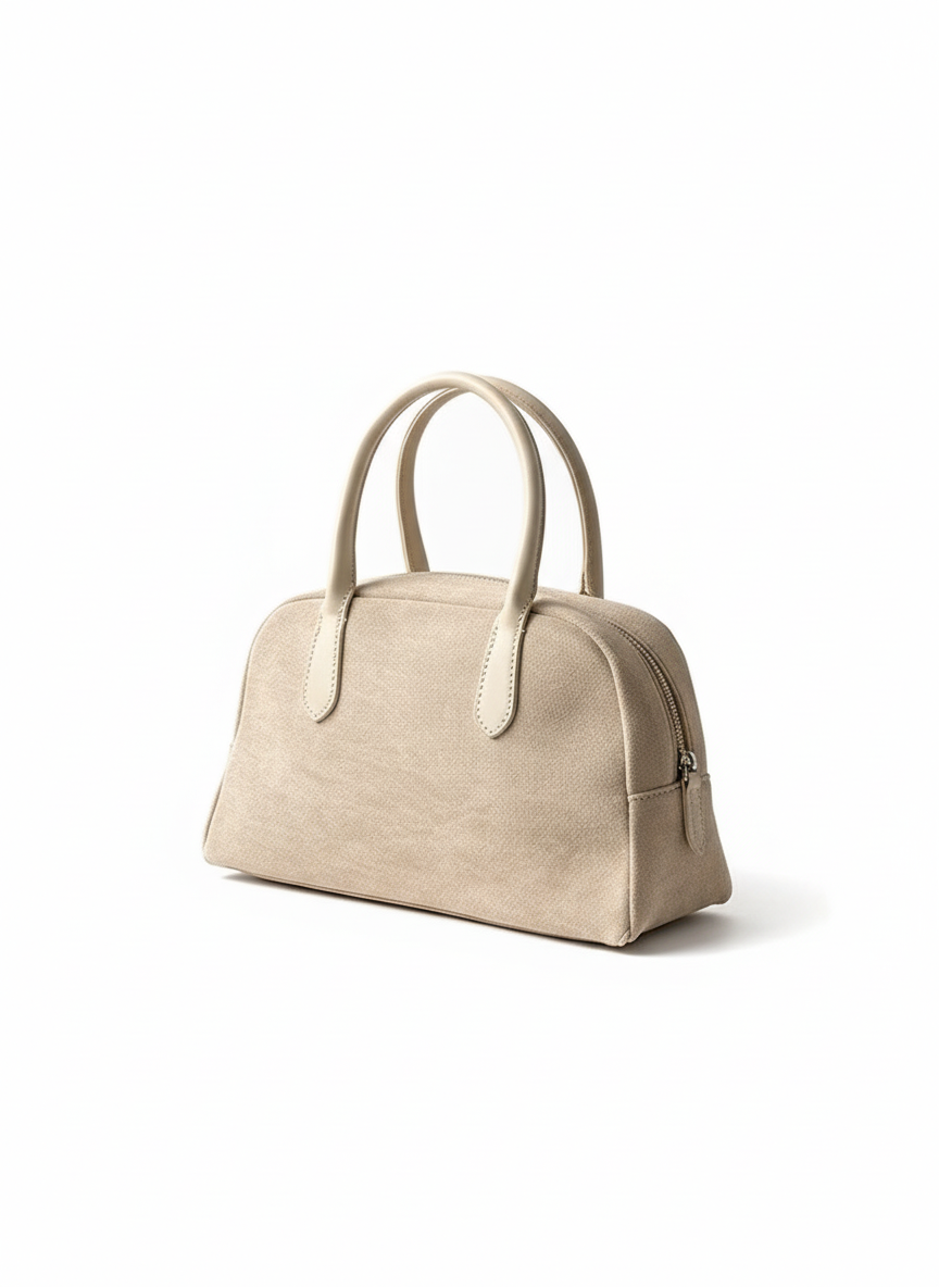 Vegan Leather Handle Boxy Handbag - Lily Bloom