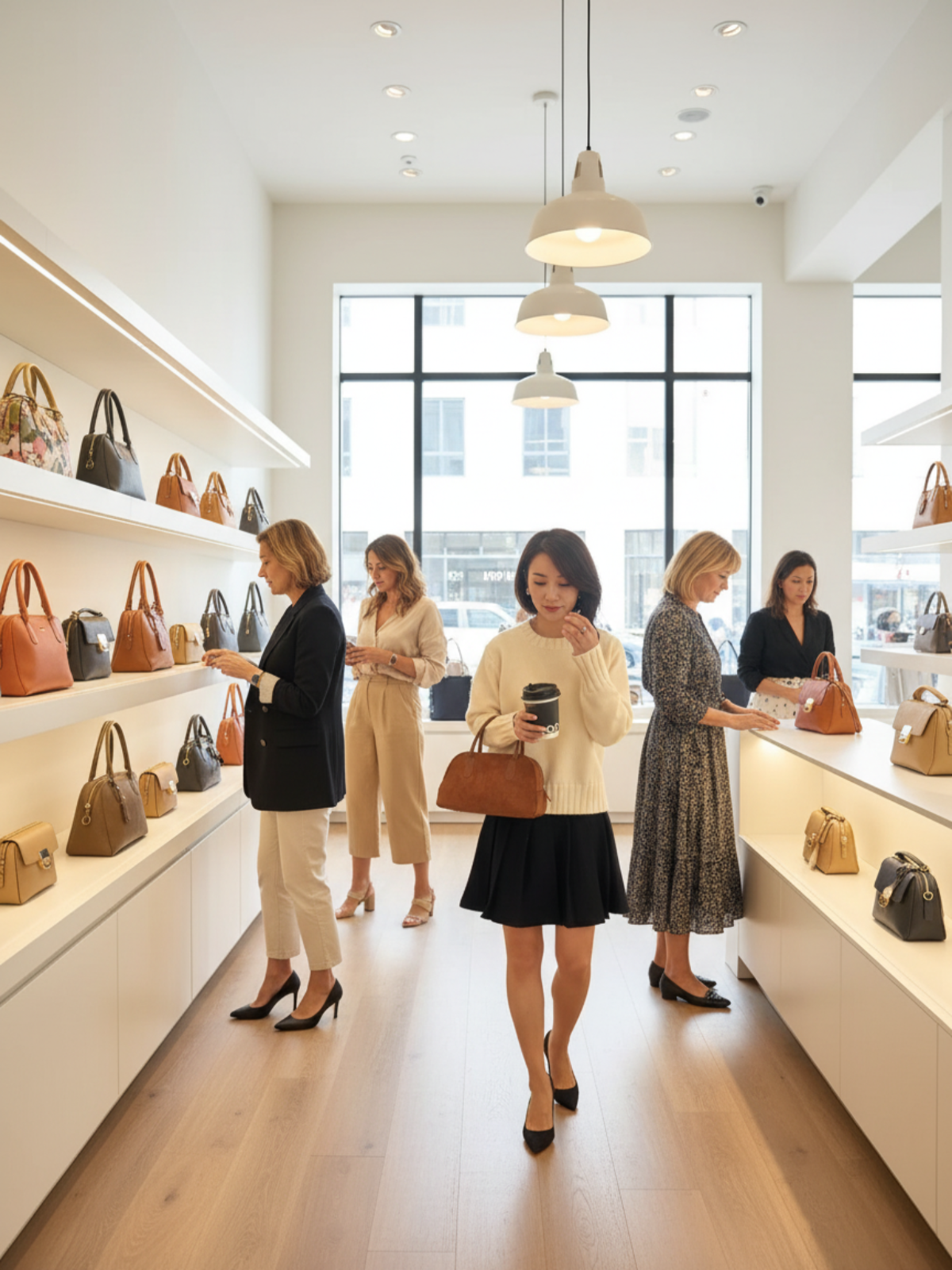 Vegan Leather Handle Boxy Handbag - Lily Bloom