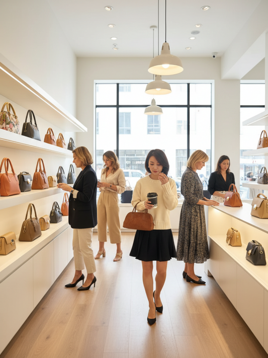 Vegan Leather Handle Boxy Handbag - Lily Bloom