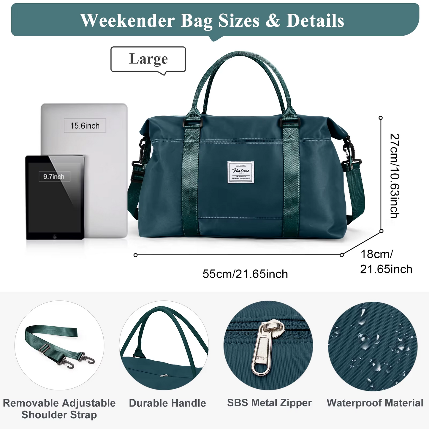High Capacity Waterproof Multiple Pockets Travel Bag