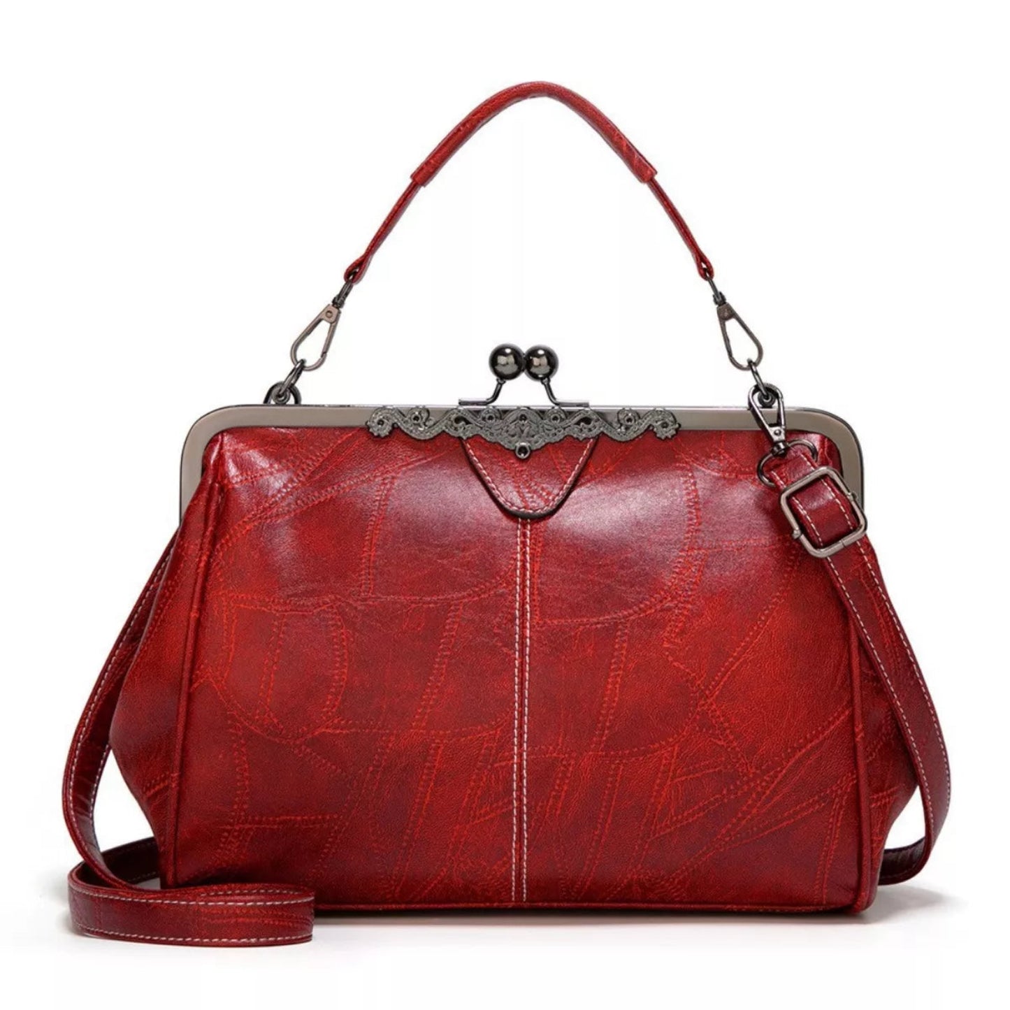 Iconic Kiss-Lock Leather Handbag