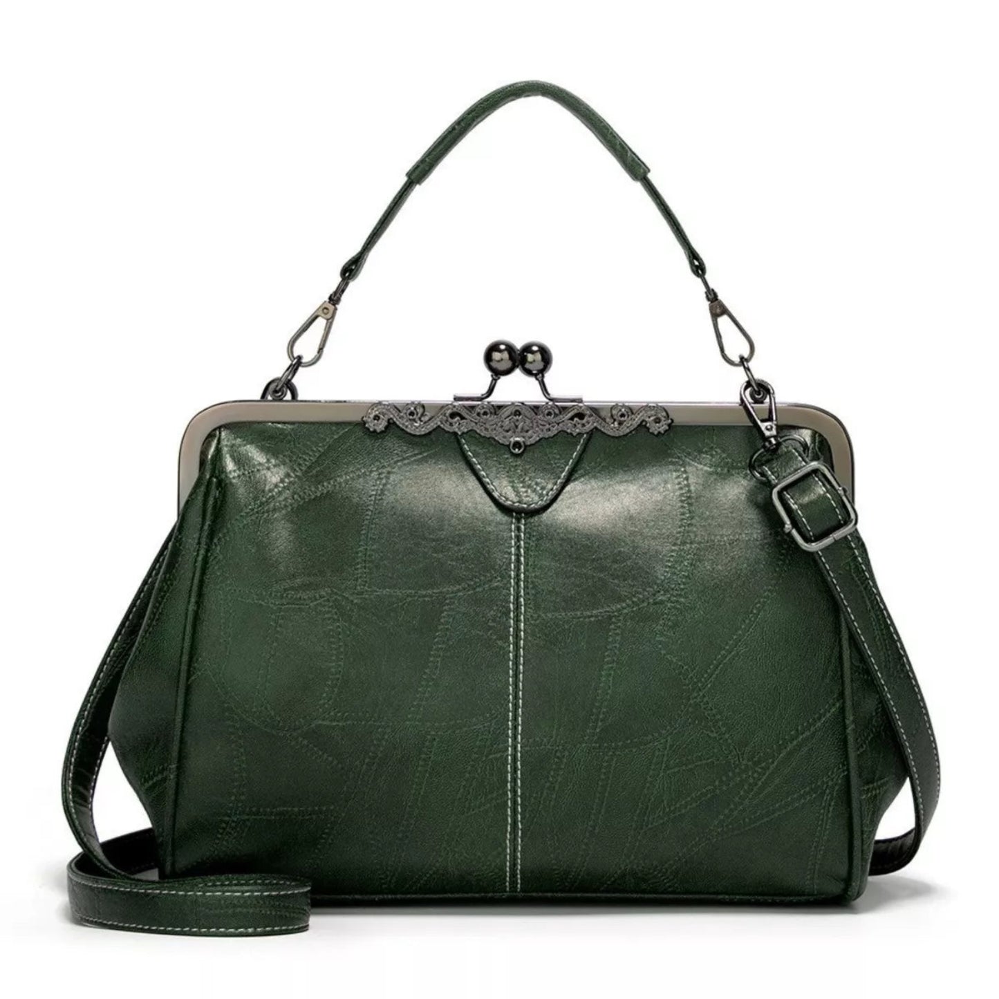 Iconic Kiss-Lock Leather Handbag