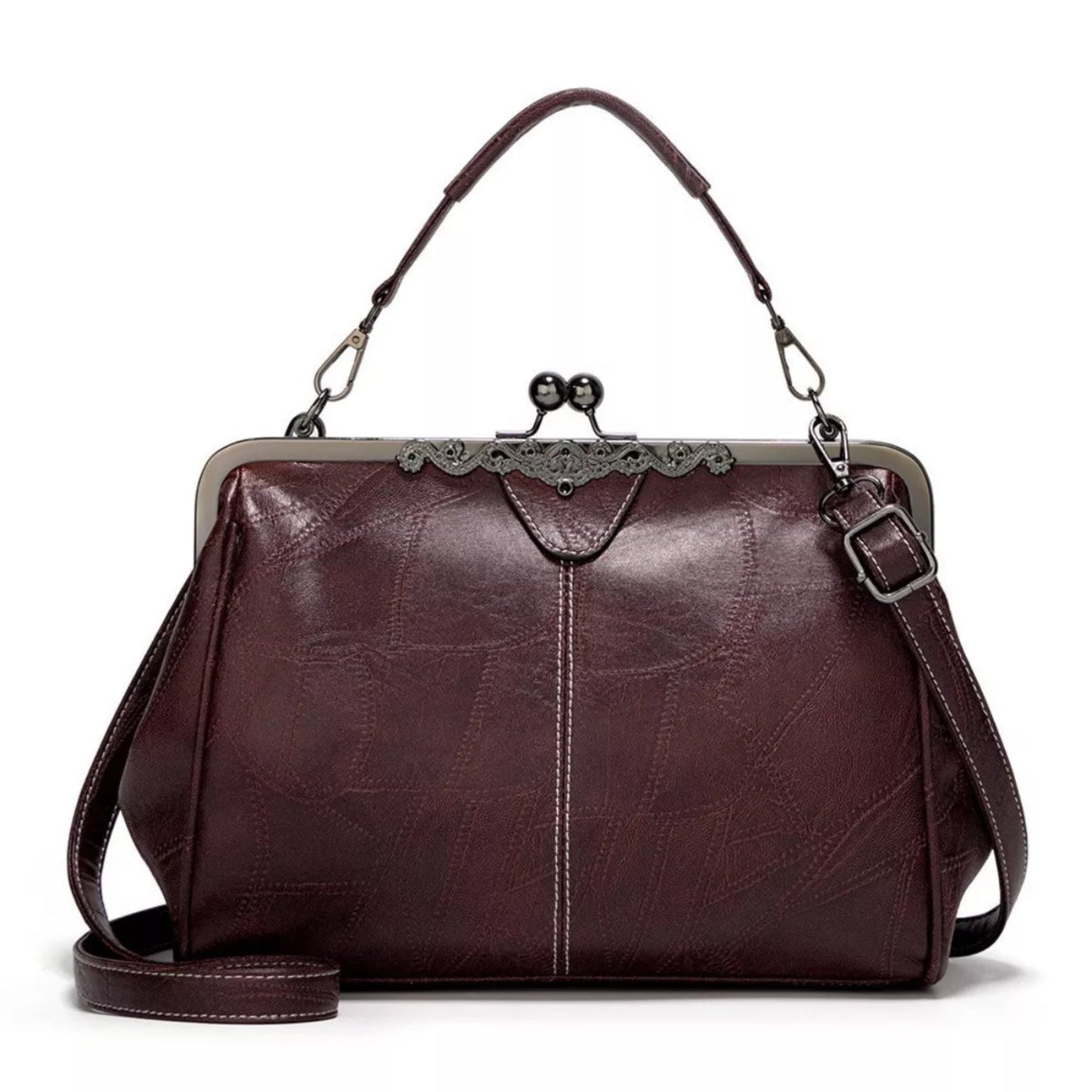 Iconic Kiss-Lock Leather Handbag