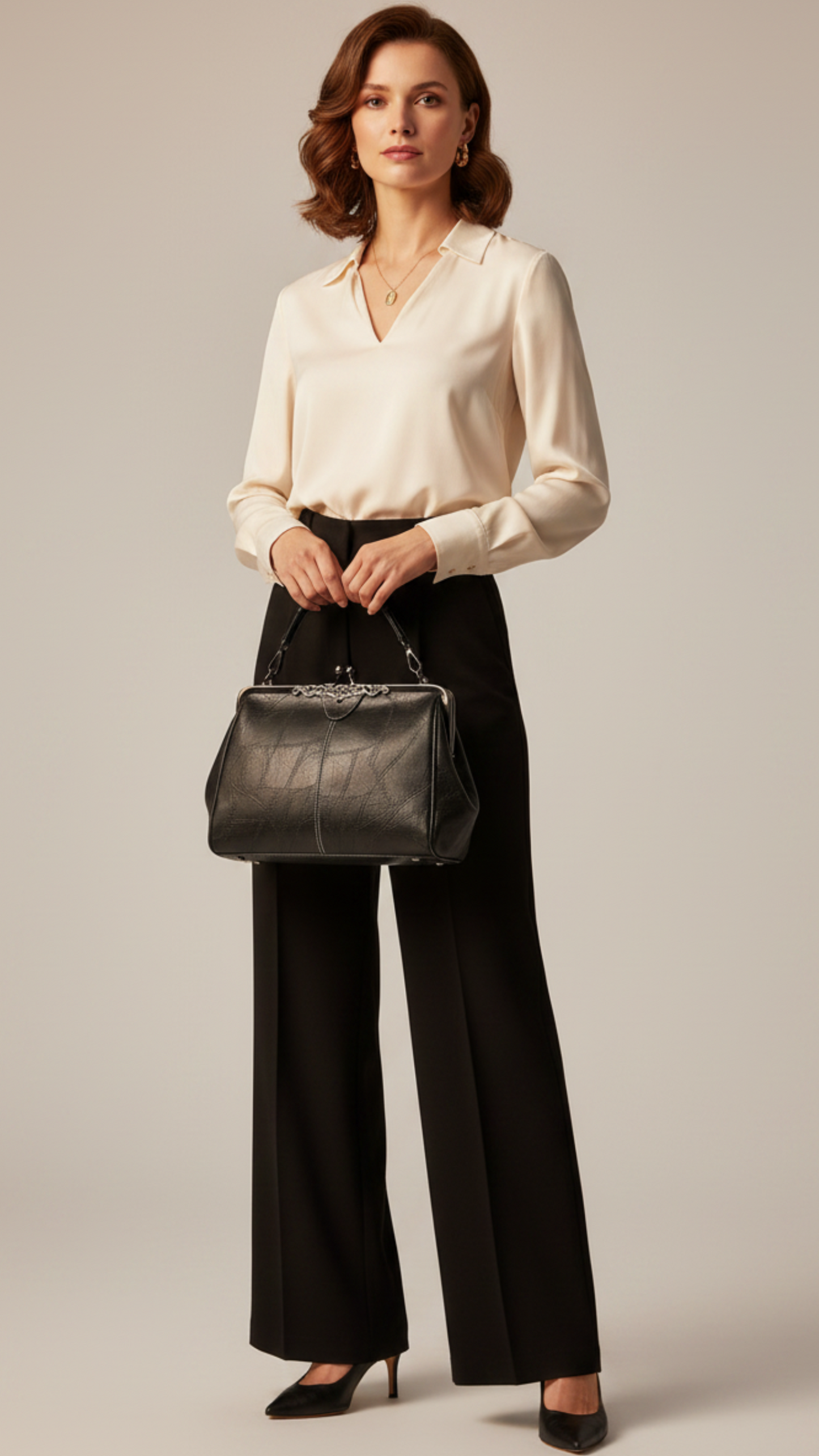Iconic Kiss-Lock Leather Handbag