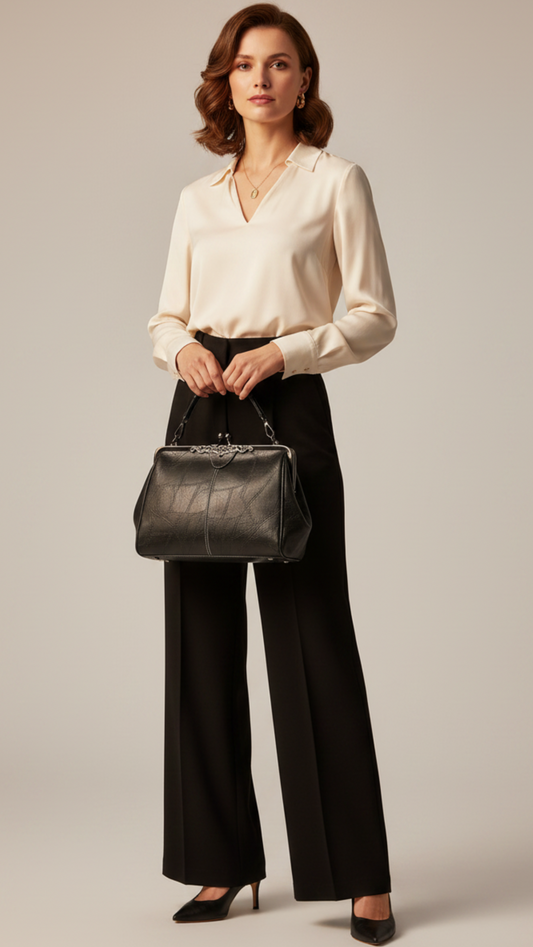 Iconic Kiss-Lock Leather Handbag