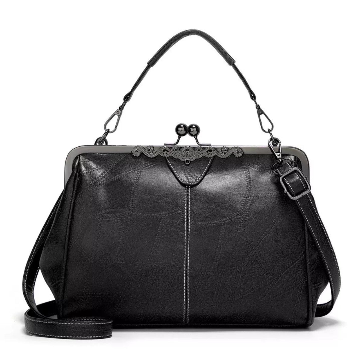 Iconic Kiss-Lock Leather Handbag