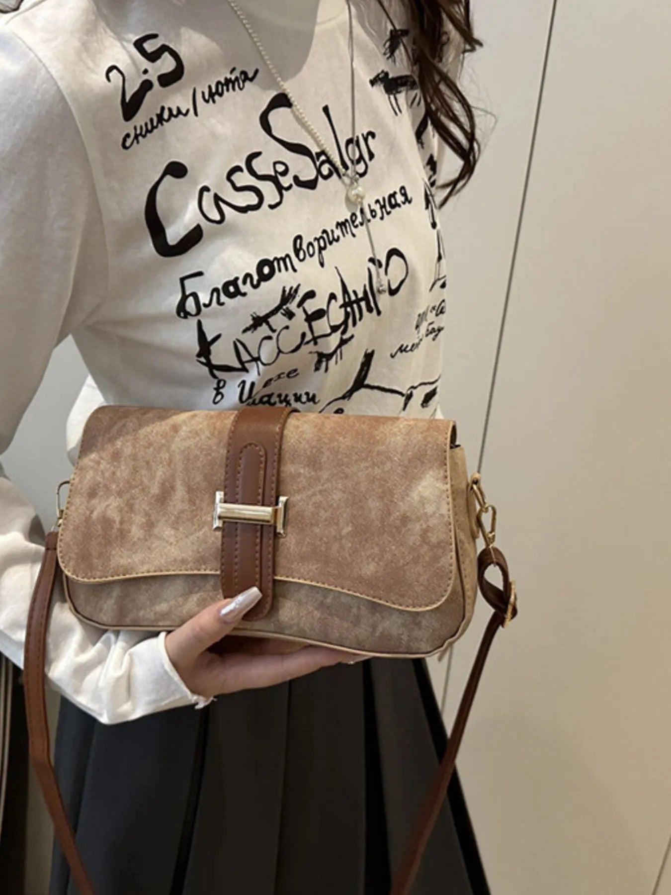 Leather Buckle Strap Crossbody Bag | Lily Bloom