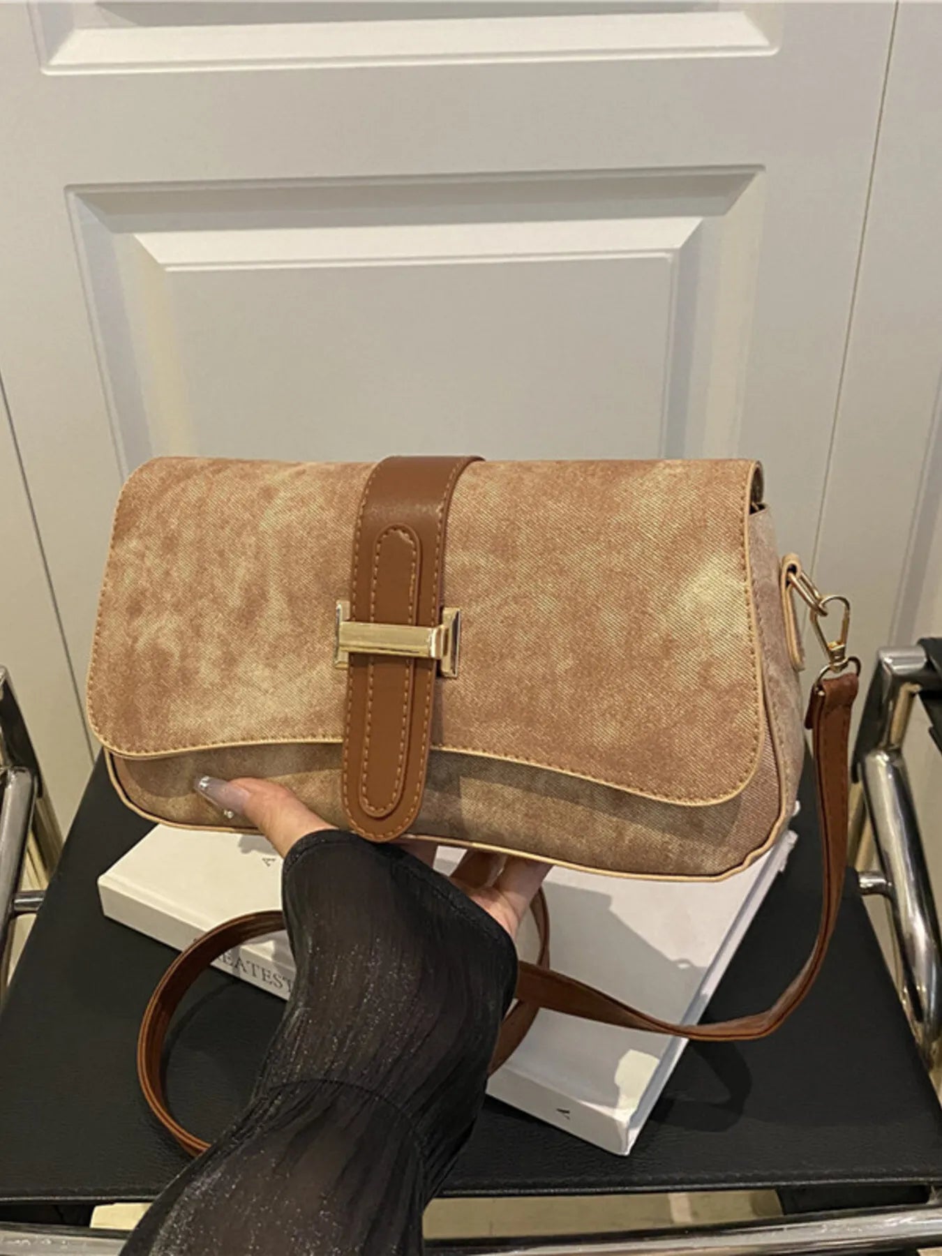 Leather Buckle Strap Crossbody Bag | Lily Bloom