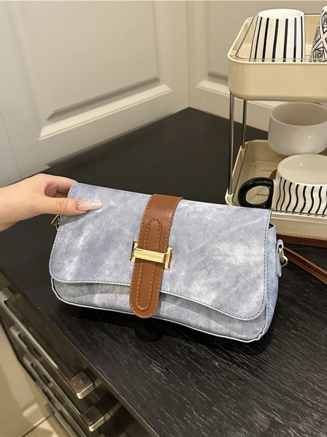 Leather Buckle Strap Crossbody Bag | Lily Bloom