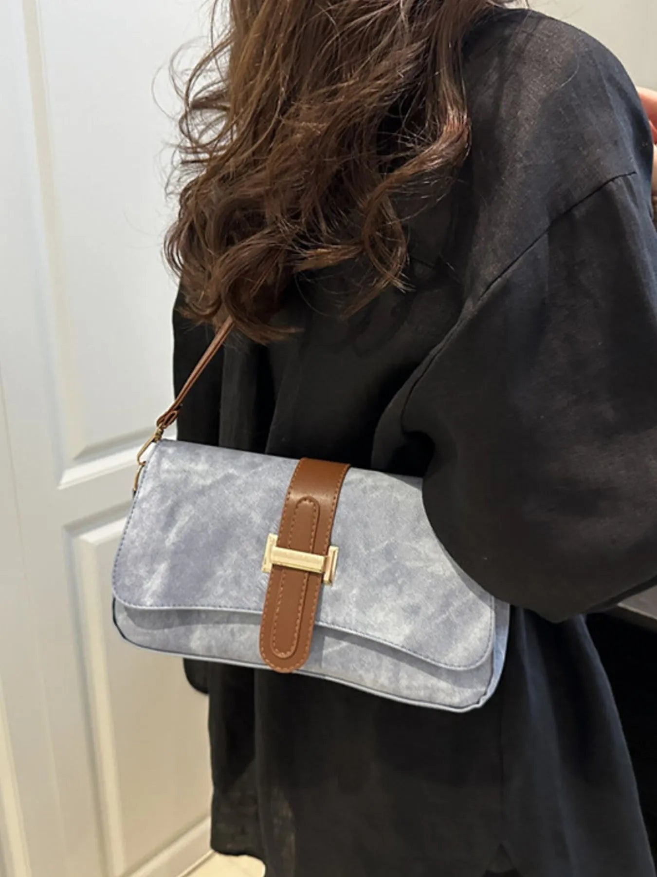 Leather Buckle Strap Crossbody Bag | Lily Bloom