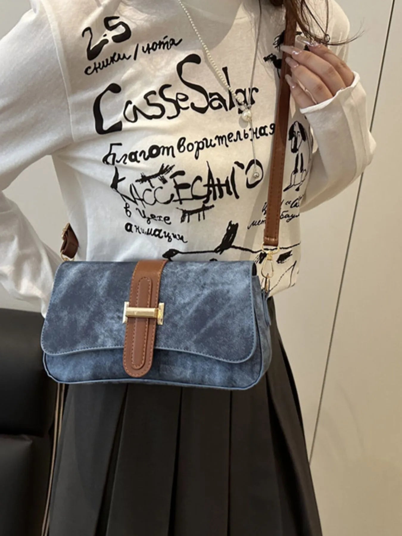 Leather Buckle Strap Crossbody Bag | Lily Bloom