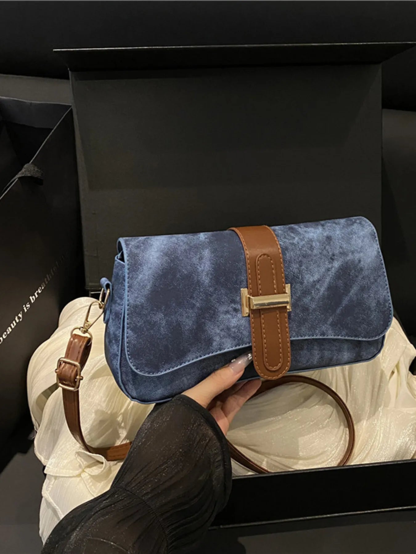 Leather Buckle Strap Crossbody Bag | Lily Bloom