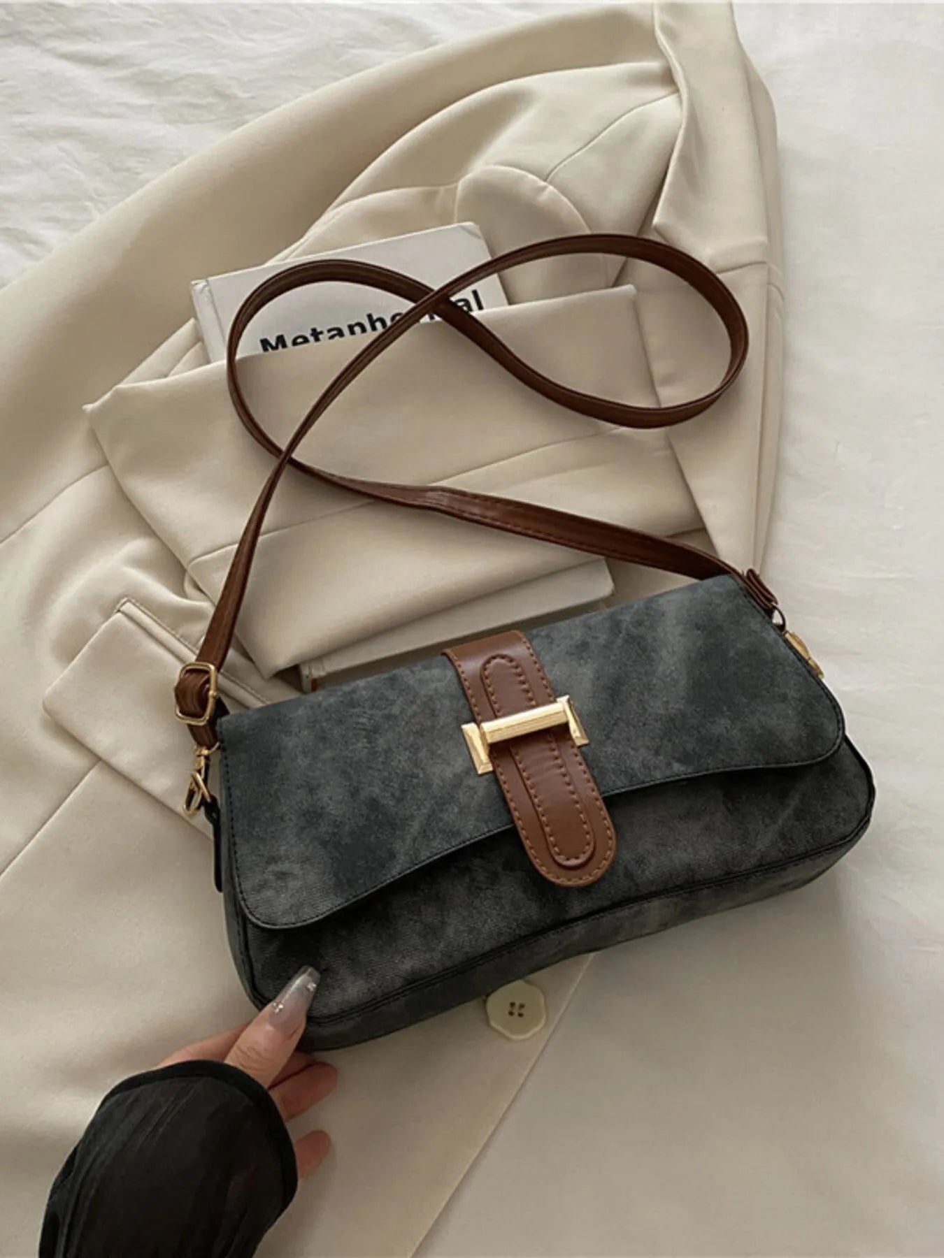 Leather Buckle Strap Crossbody Bag | Lily Bloom