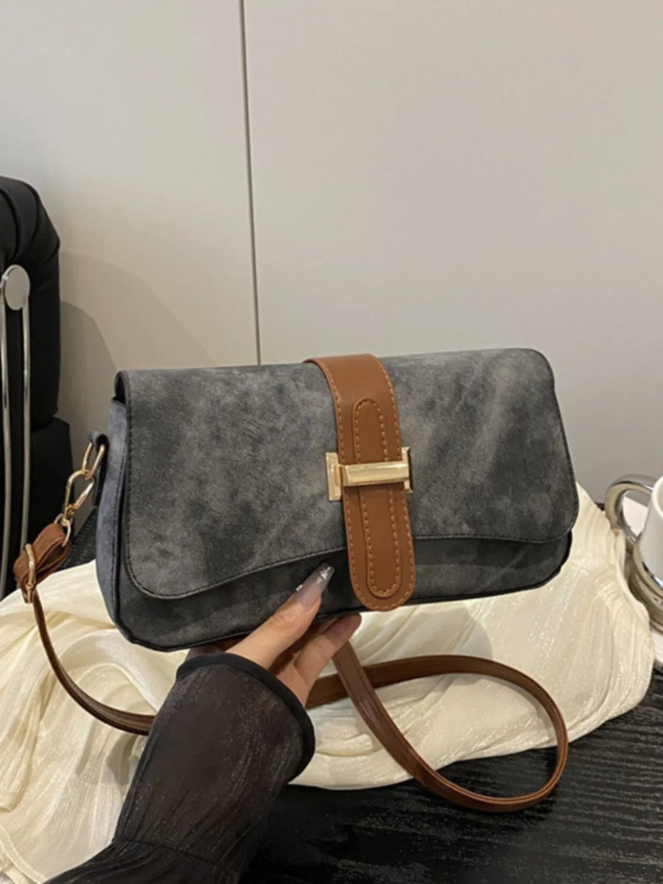 Leather Buckle Strap Crossbody Bag | Lily Bloom