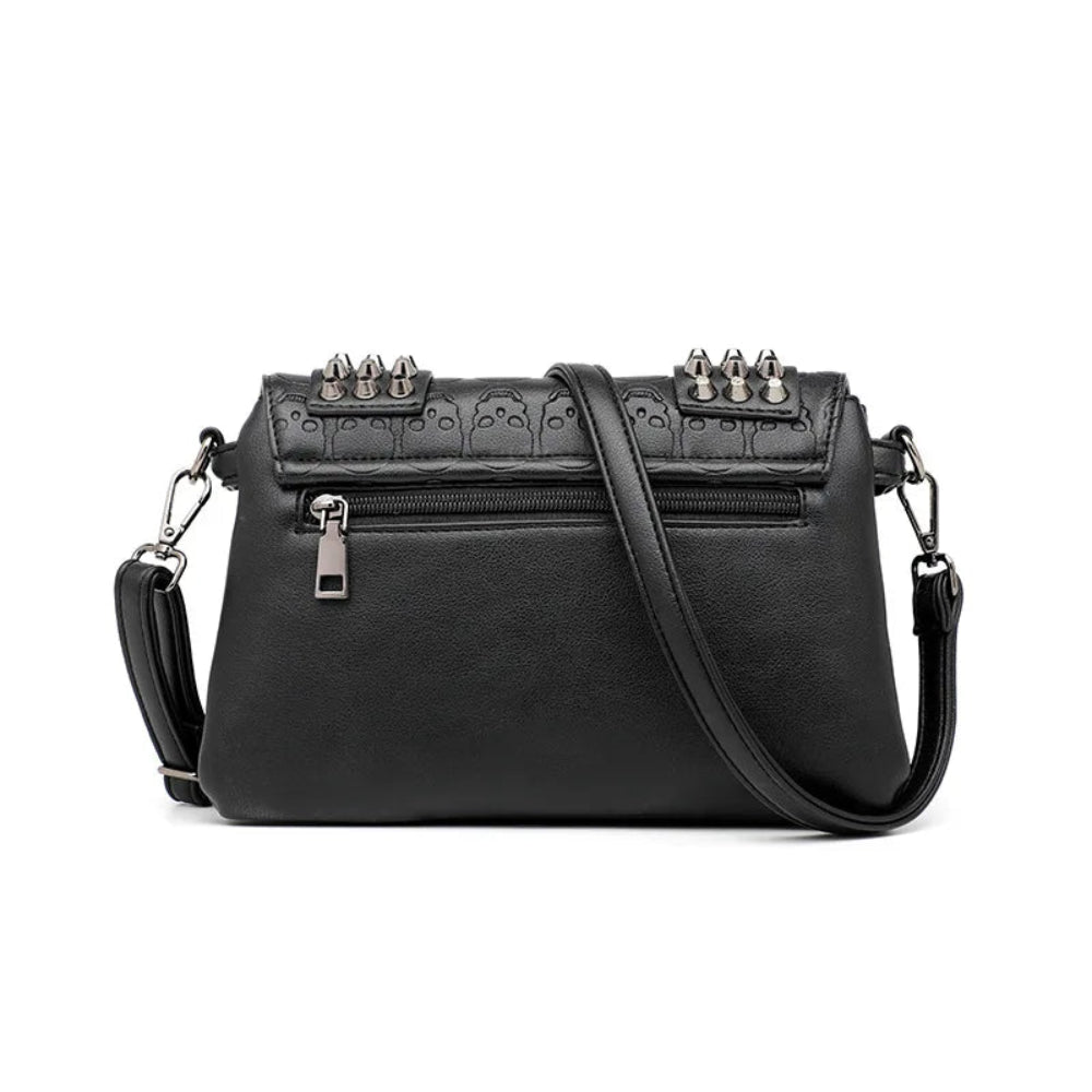 Leather Messenger Skull Rivets Shoulder Punk Cross-body Bag