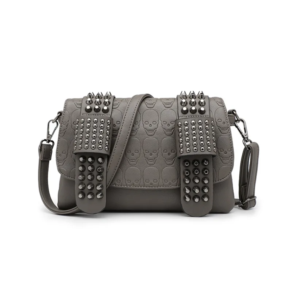 Leather Messenger Skull Rivets Shoulder Punk Cross-body Bag