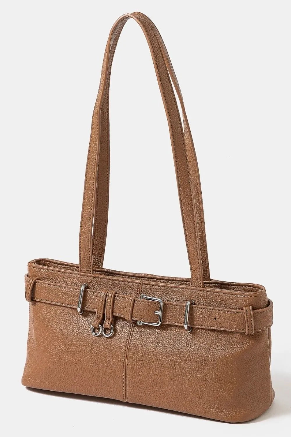 Belt Strap Textured Vegan Leather Shoulder Bag | Lily Bloom