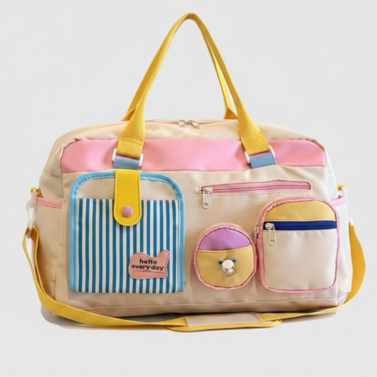 Lightweight Color Block Multi-Pockets Travel Bag
