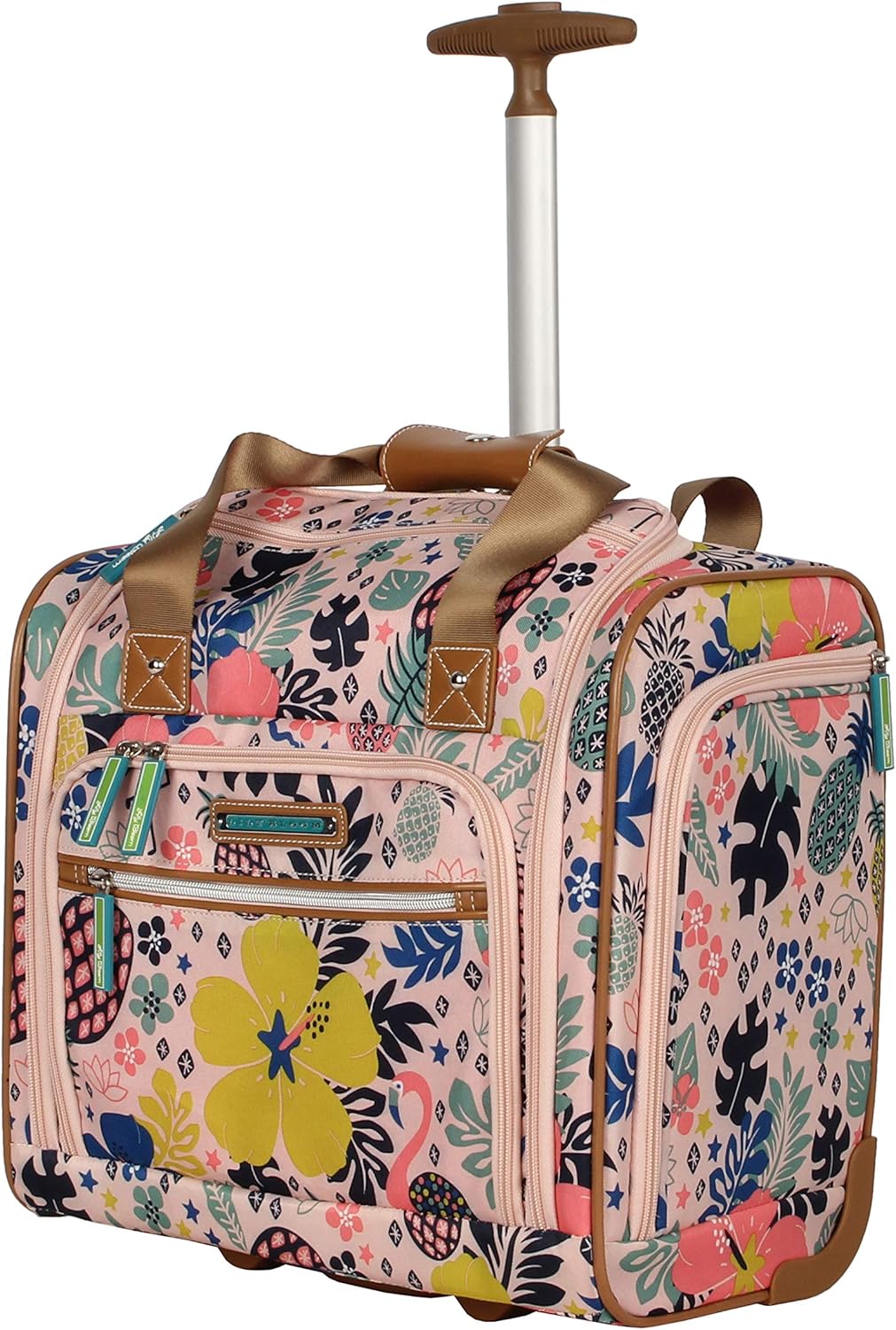 Designer 15 Inch Carry On Travel Luggage Lightweight Rolling Suitcase Bag - Lily Bloom