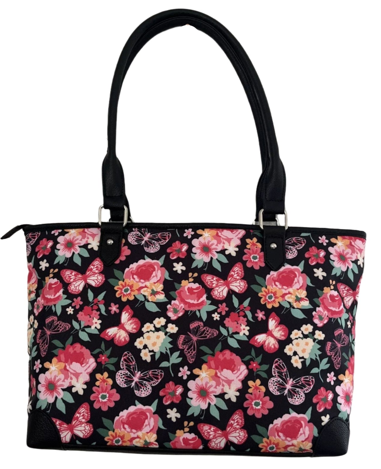 Lily Bloom Butterfly Flower Garden Tote Purse