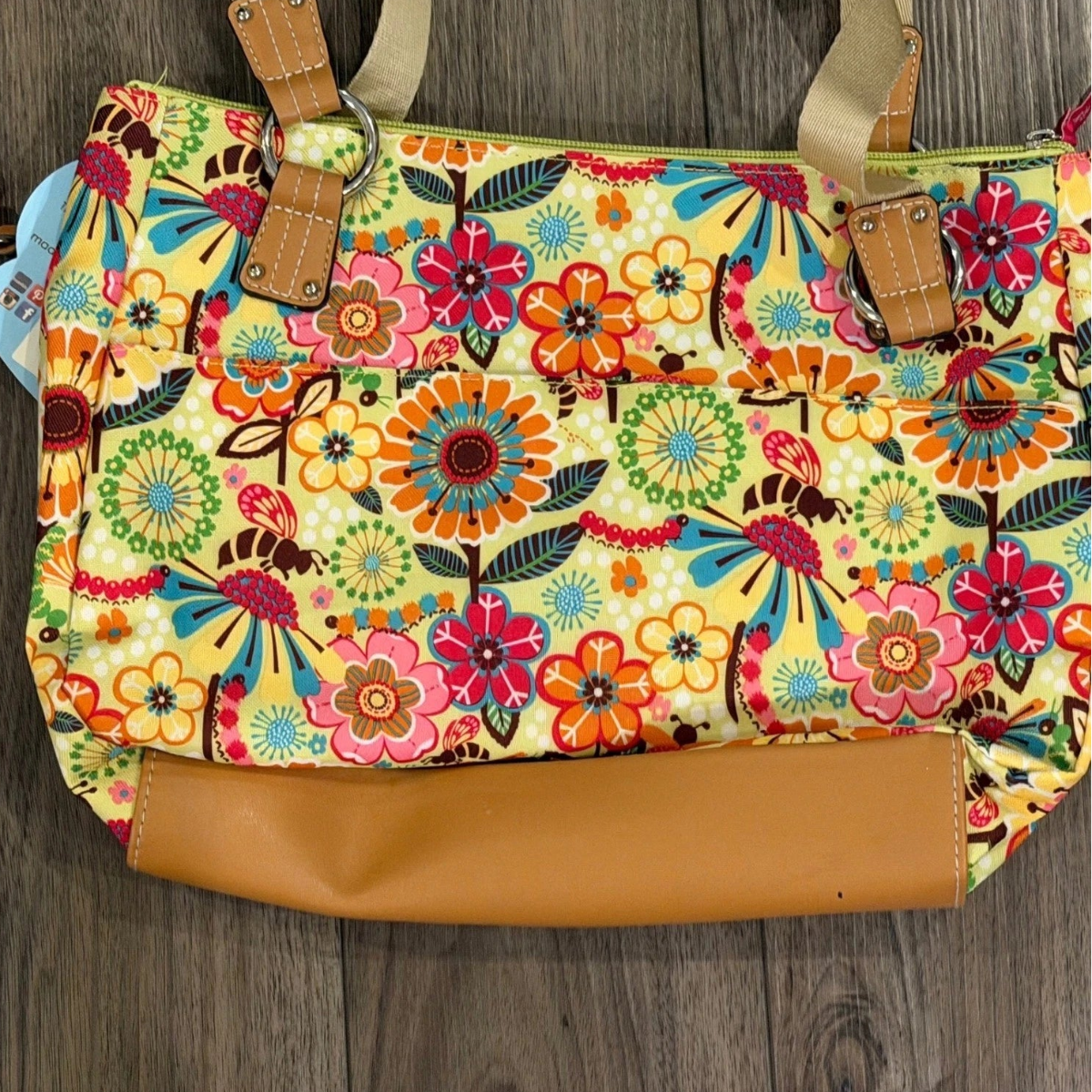 Lily Bloom Floral Bee Shoulder Tote Bag