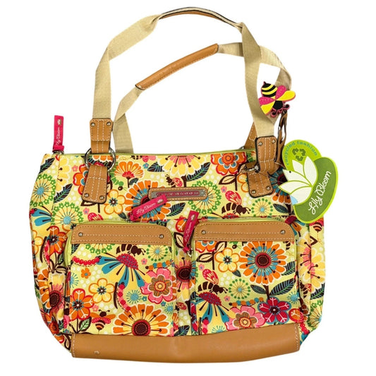 Lily Bloom Floral Bee Shoulder Tote Bag