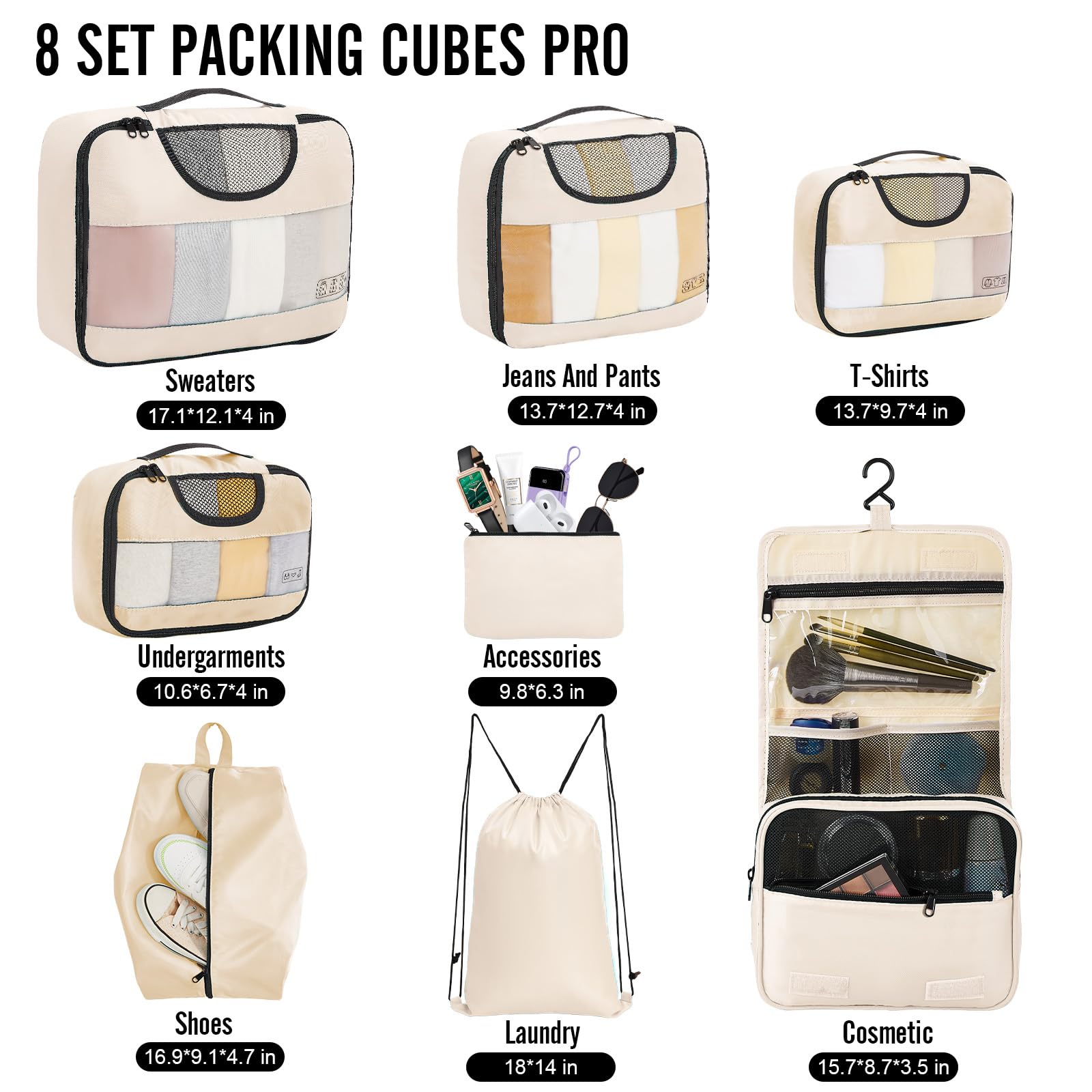Luggage Organizer Bags 8 pcs Set - Lily Bloom