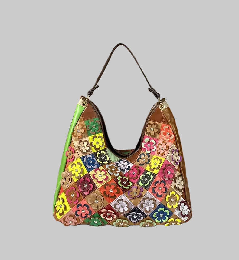 Luxury Genuine Leather Crossbody Bag in Vibrant Contrasting Colors