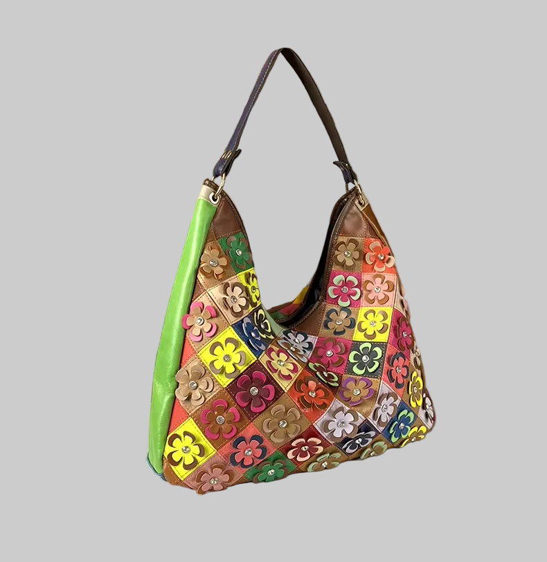 Luxury Genuine Leather Crossbody Bag in Vibrant Contrasting Colors