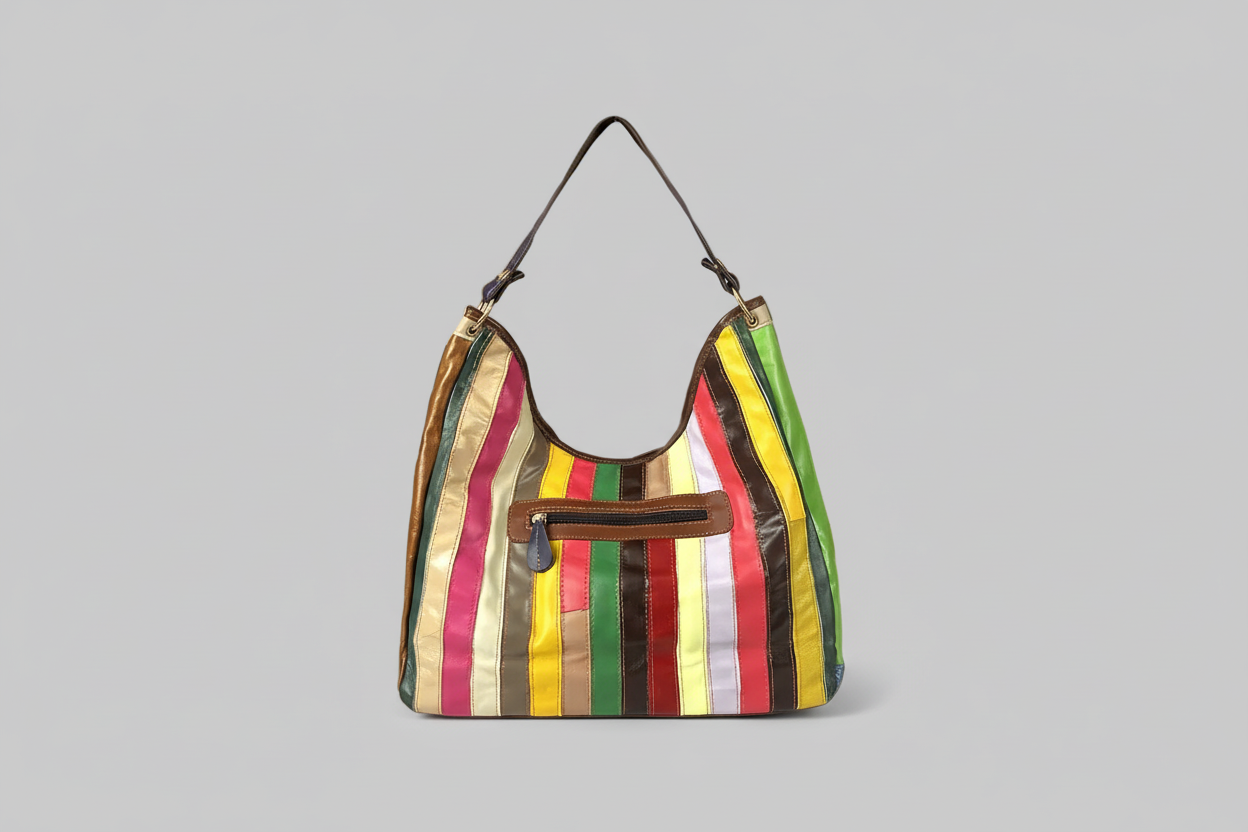 Luxury Genuine Leather Crossbody Bag in Vibrant Contrasting Colors
