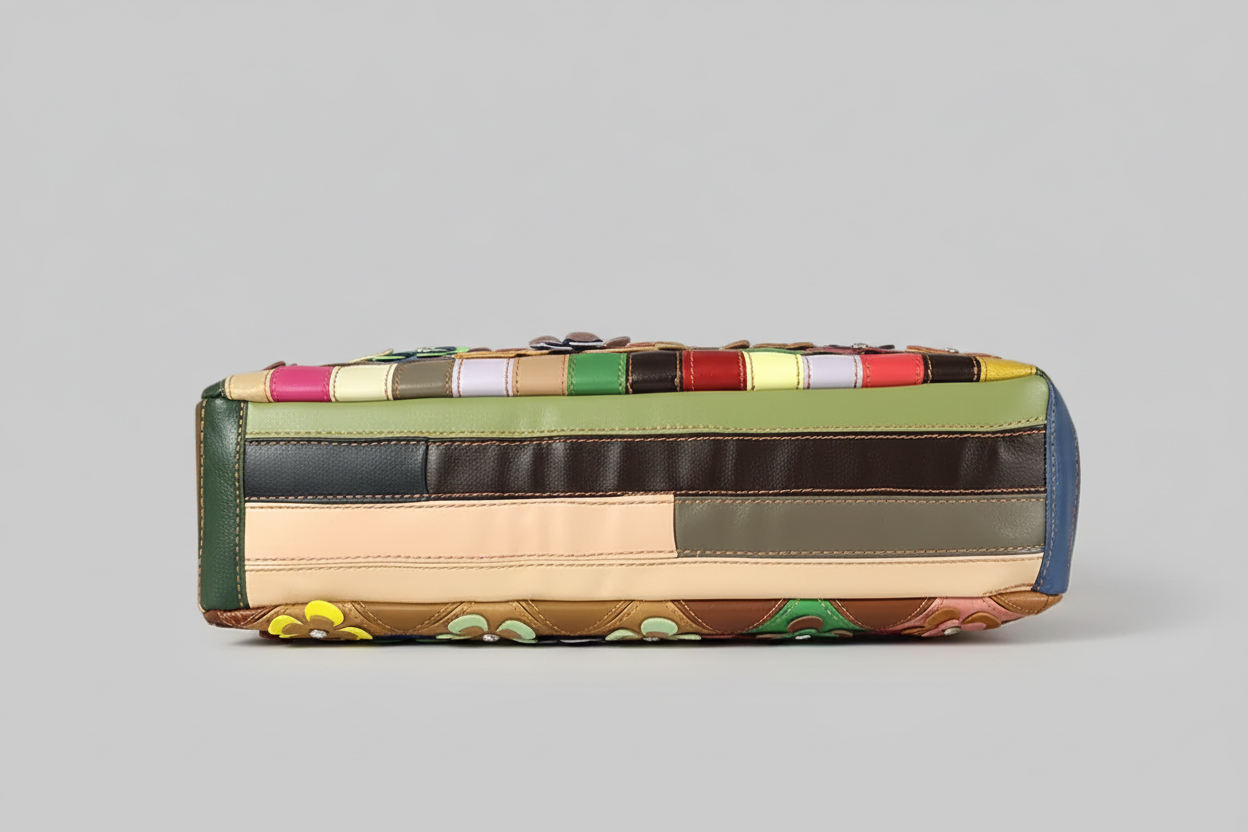 Luxury Genuine Leather Crossbody Bag in Vibrant Contrasting Colors