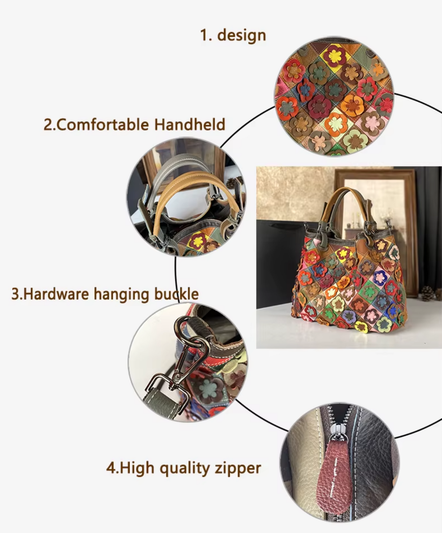 Luxury Genuine Leather Shoulder Handbag in Vibrant Contrasting Colors