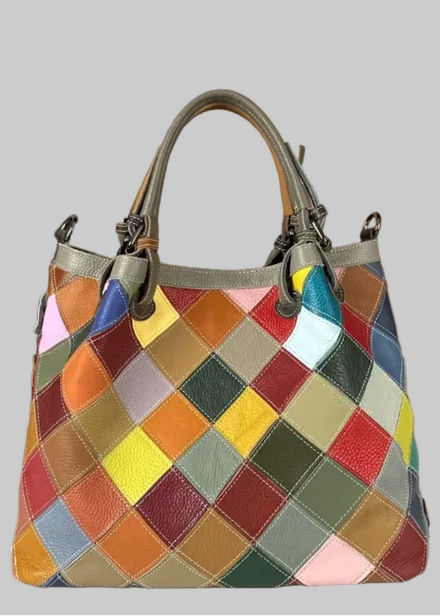 Multicolored patchwork handbag