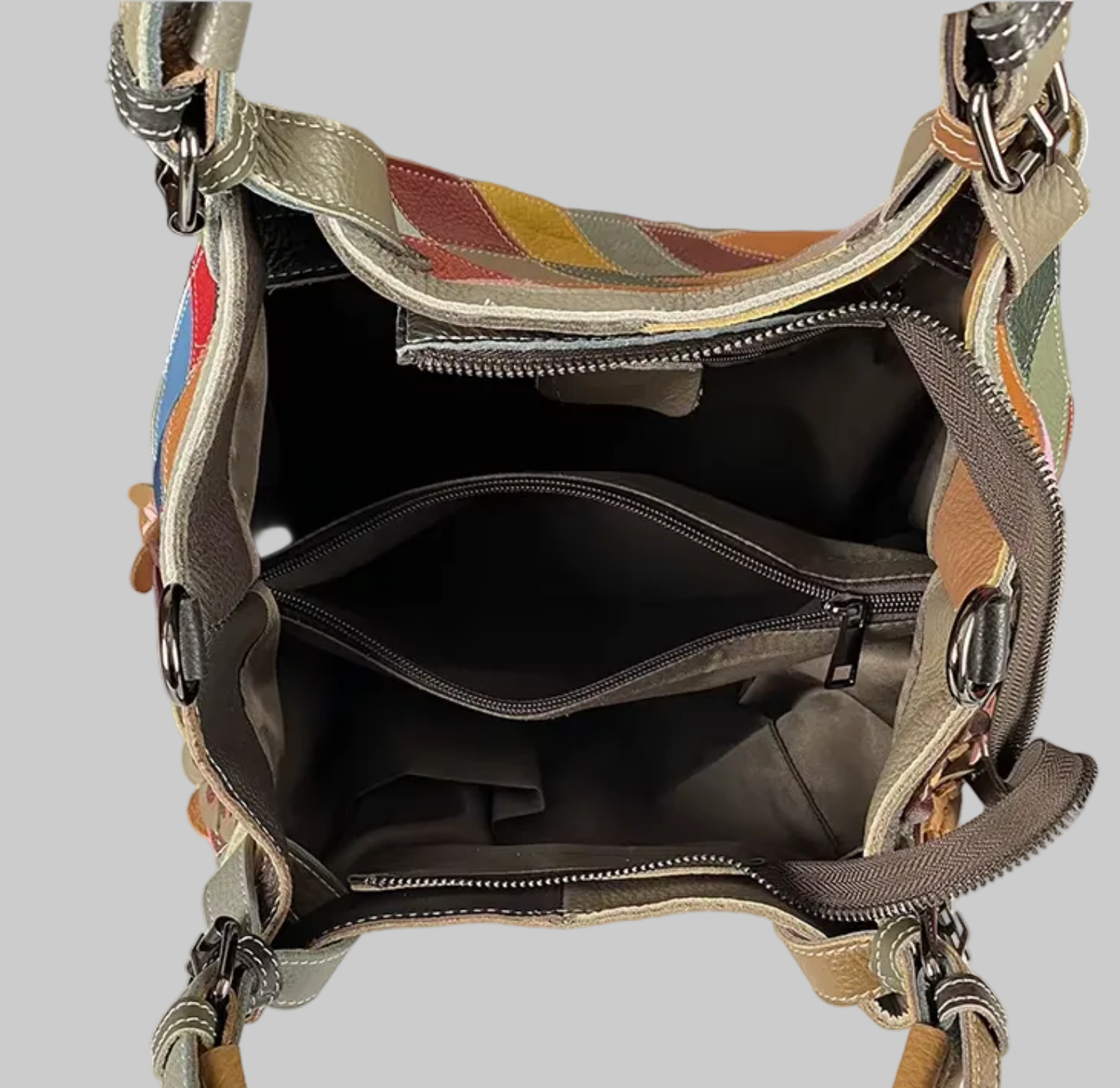 Luxury Genuine Leather Shoulder Handbag in Vibrant Contrasting Colors