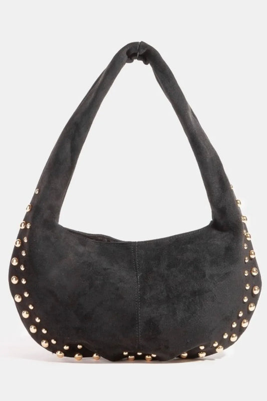 Metallic Studded Suede Hand Bag | Lily Bloom