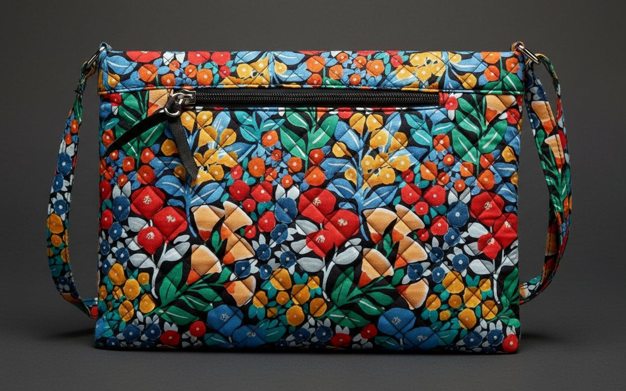 Cotton Quilted Multi-zipper Crossbody Purse | Lily Bloom
