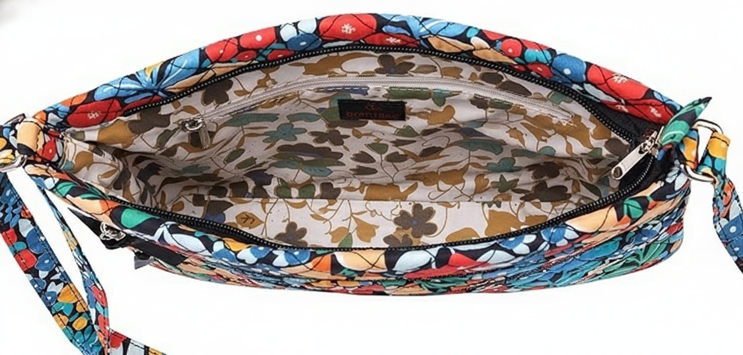 Cotton Quilted Multi-zipper Crossbody Purse | Lily Bloom