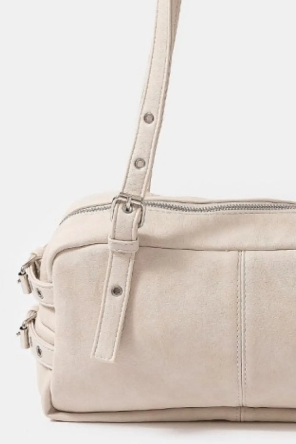 Multi Grommet Belt Strap Rustic Rectangular Hand Bag | Lily Bloom