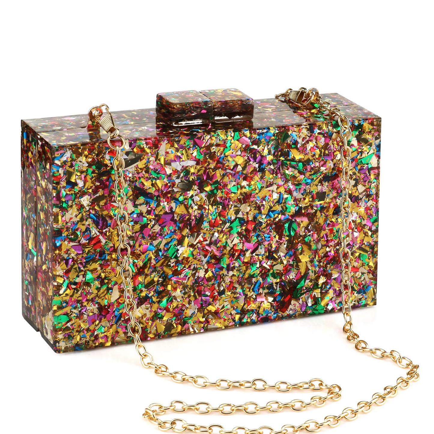 Multicolor Box Clutch Crossbody Handbag